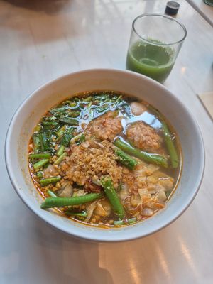 Tom Yum with Tofu Noodles at Veganerie Concept - Benjasiri Park in Bangkok