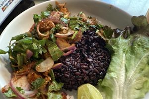 Red rice and actual veggies   at Veganerie Concept - Benjasiri Park in Bangkok