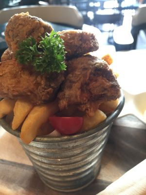 Fried Chick'n with Fries at Veganerie Concept - Benjasiri Park in Bangkok