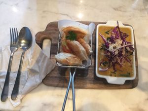 Sweet potato and chickpea curry at Veganerie Concept - Benjasiri Park in Bangkok