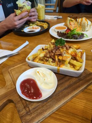 Cheesy fries at Veganerie Concept - Benjasiri Park in Bangkok