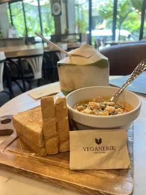 Vegan Grilled Cheese & Tomato Soupp  at Veganerie Concept - Benjasiri Park in Bangkok