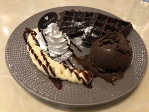 Chocolate banana waffles  at Veganerie Concept - Benjasiri Park in Bangkok