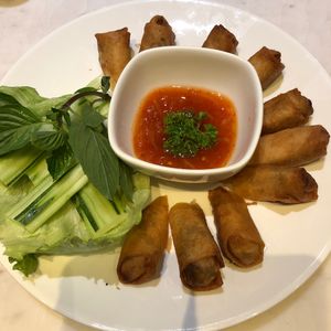 Spring rolls at Veganerie Concept - Benjasiri Park in Bangkok