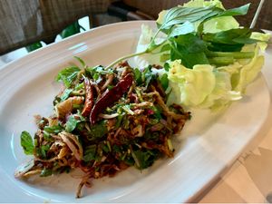 Spicy salad at Veganerie Concept - Benjasiri Park in Bangkok
