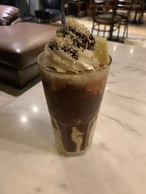 Guilty as charged: chocolate peanut butter smoothie at Veganerie Concept - Benjasiri Park in Bangkok