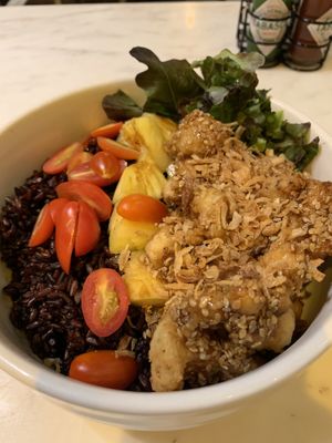 Healthy bowl with grilled cauliflower. Delicious  at Veganerie Concept - Benjasiri Park in Bangkok