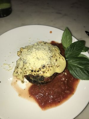 Portobello lasagna. Cheese was nice but very smallllllll portion at Veganerie Concept - Benjasiri Park in Bangkok