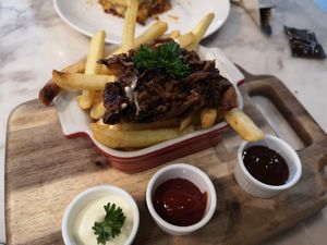 Loaded fries at Veganerie Concept - Benjasiri Park in Bangkok
