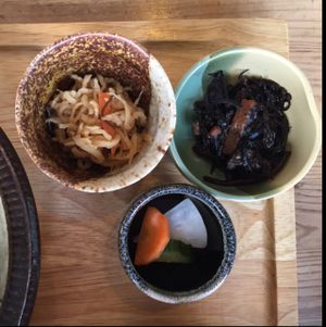 small dishes at Musubi Cafe in Kyoto