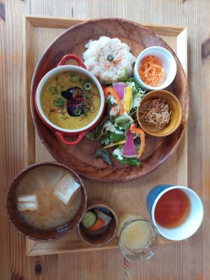 Lunch set A at Musubi Cafe in Kyoto