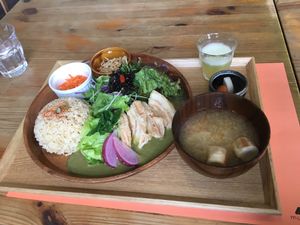 Veg lunch set at Musubi Cafe in Kyoto