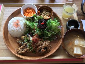 Vegetarian lunch set, 1250 yen. Very tasty! at Musubi Cafe in Kyoto