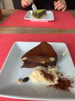 Chocolate tofu cake! at Musubi Cafe in Kyoto