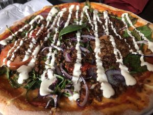 Pizza with soya mince   at Feca in Stockholm