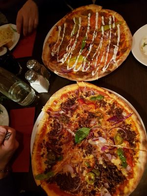 two vegan pizzas at Feca in Stockholm