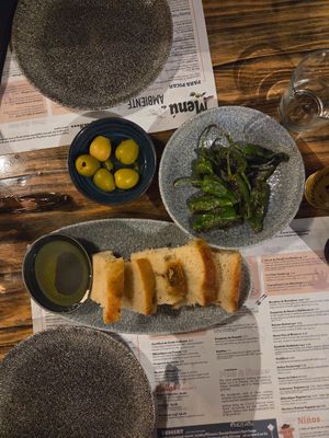 Padron peppers, olives and bread with oil at Ambiente Tapas - Fossgate in York