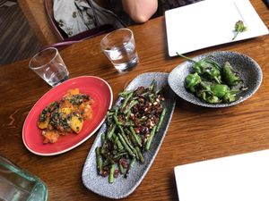 Padron peppers, and two other tapas dishes at Ambiente Tapas - Fossgate in York