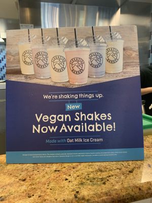 The vegan shakes are delicious! They use your choice of real fruit for the flavors.  at Elevation Burger in Rye Brook