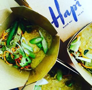 One of our delicious Salad boxes. All made fresh with local organic ingredients. at Hapi in Napier