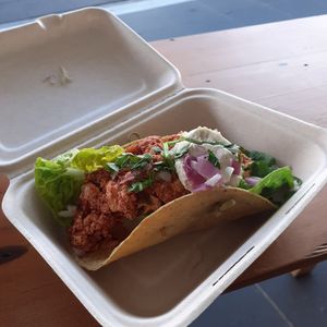 $9 taco - delicious! (omnivore approved as well) at Hapi in Napier