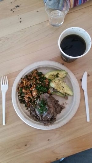 Spicy tofu scramble/kale breakfast at Hapi in Napier