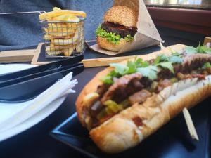 mexican hot-dog and Plantáž burger at Plantaz Bistro & LimeLight BAR in Martin