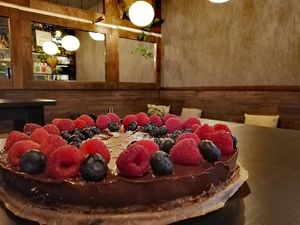 Vegan cake at Plantaz Bistro & LimeLight BAR in Martin