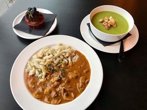 Mushroom sauce with potato dumplinks at Plantaz Bistro & LimeLight BAR in Martin