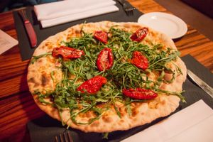 Pizza Bianco 'vegan style' = without goat cheese and honey at manin in Saarbrucken