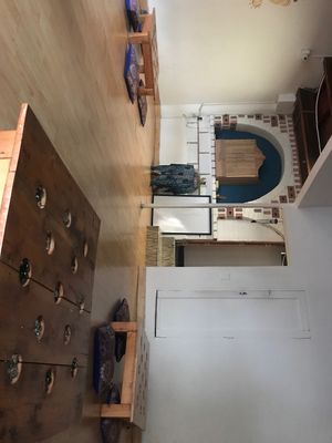 Sitting on the floor is an option here    at Tulsi Plant Based in Envigado