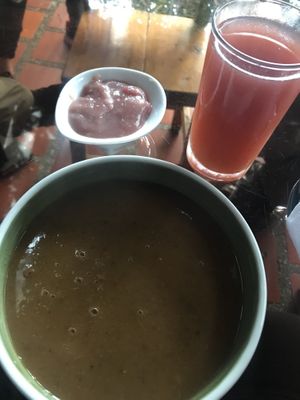 Meal of the day came with a big soup, desert and a juice    at Tulsi Plant Based in Envigado