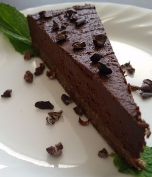 Vegan organic raw cacao cheezecake at Old Earth Pure Organic Food in St Petersburg