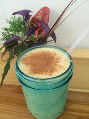 Orange coconut mylk shake. Fresh squeezed oj and house made coconut mylk. Sooo refreshing! at Old Earth Pure Organic Food in St Petersburg