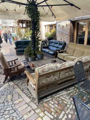 Seating area at Vegan Sundays market  at The Green Market Berlin in Berlin
