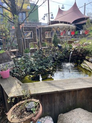 Fountain at Vegan Sundays market  at The Green Market Berlin in Berlin