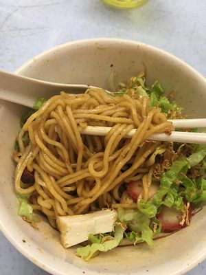 Dry noodles at Pang Zhen Vegetarian Restaurant in Nibong Tebal