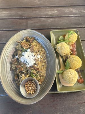 Mushroom risotto and aranchini   at Postmasters in Arrowtown