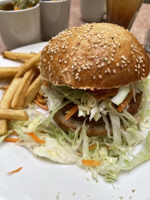 Soy burger. The bun is too tough    at La Zanahoria - Centro in Puebla