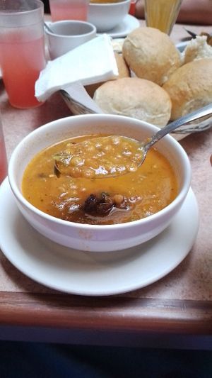 Sopa de lentejas con plátano macho at La Zanahoria - Centro in Puebla