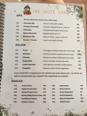 The Juice Shack Menu 1 at The Juice Shack  in Varkala
