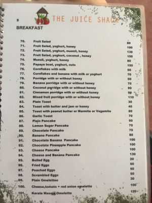 The Juice Shack Menu 0 at The Juice Shack  in Varkala