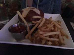 Veggie burger with fries at Mother of Pearl in New York City