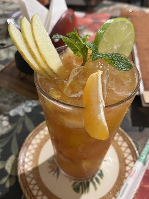 Mango pineapple coconut water strawberry   at Emporio com Arte in Foz Do Iguacu