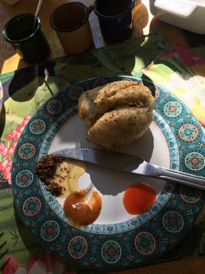 Starter with hummus inside (dont remember the name) at Emporio com Arte in Foz Do Iguacu