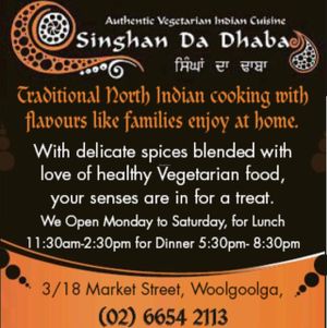 Vegetarian restaurant  at Singhan Da Dhaba in Woolgoolga