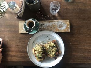 With espresso  at Ground Earth in Woolgoolga