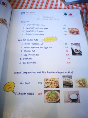 vegan menu at Hot Bread in Nan