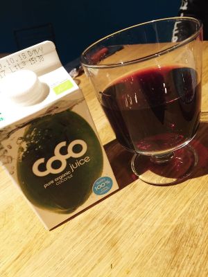 Vegan red wine & coconut water at 5 Lorette in Paris