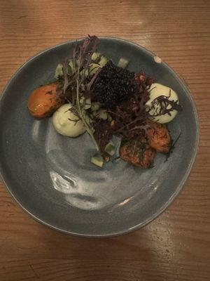 Vegan lox, cream cheese, caviar  at Urten in Copenhagen